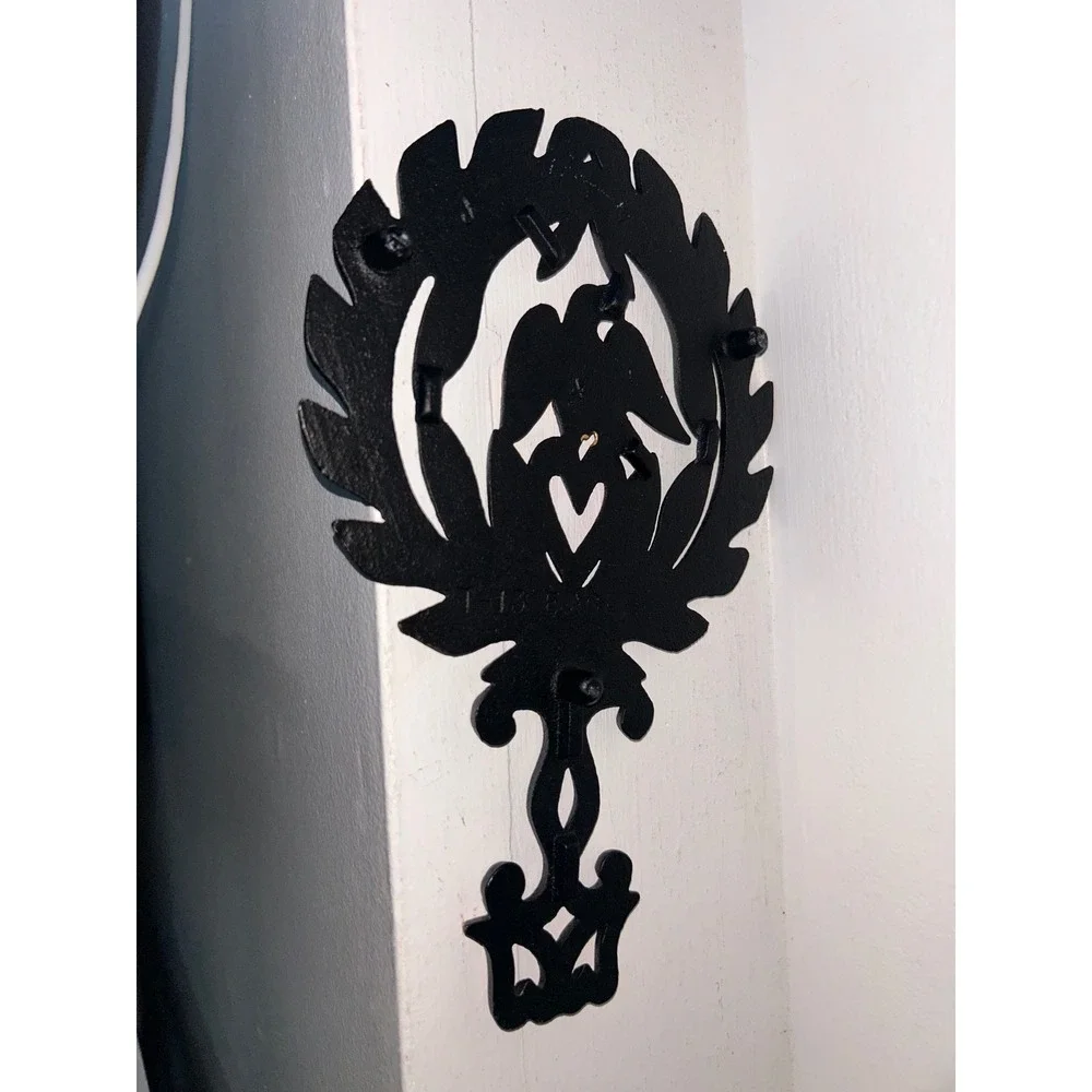 Vintage Cast Iron Eagle Heart Laurel Wreath Wall Plaque Hand Painted Americana